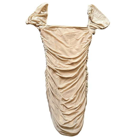 Princess Polly Charvi Bodycon Rouched Mini Dress Tan Brown - Picture 4 of 7